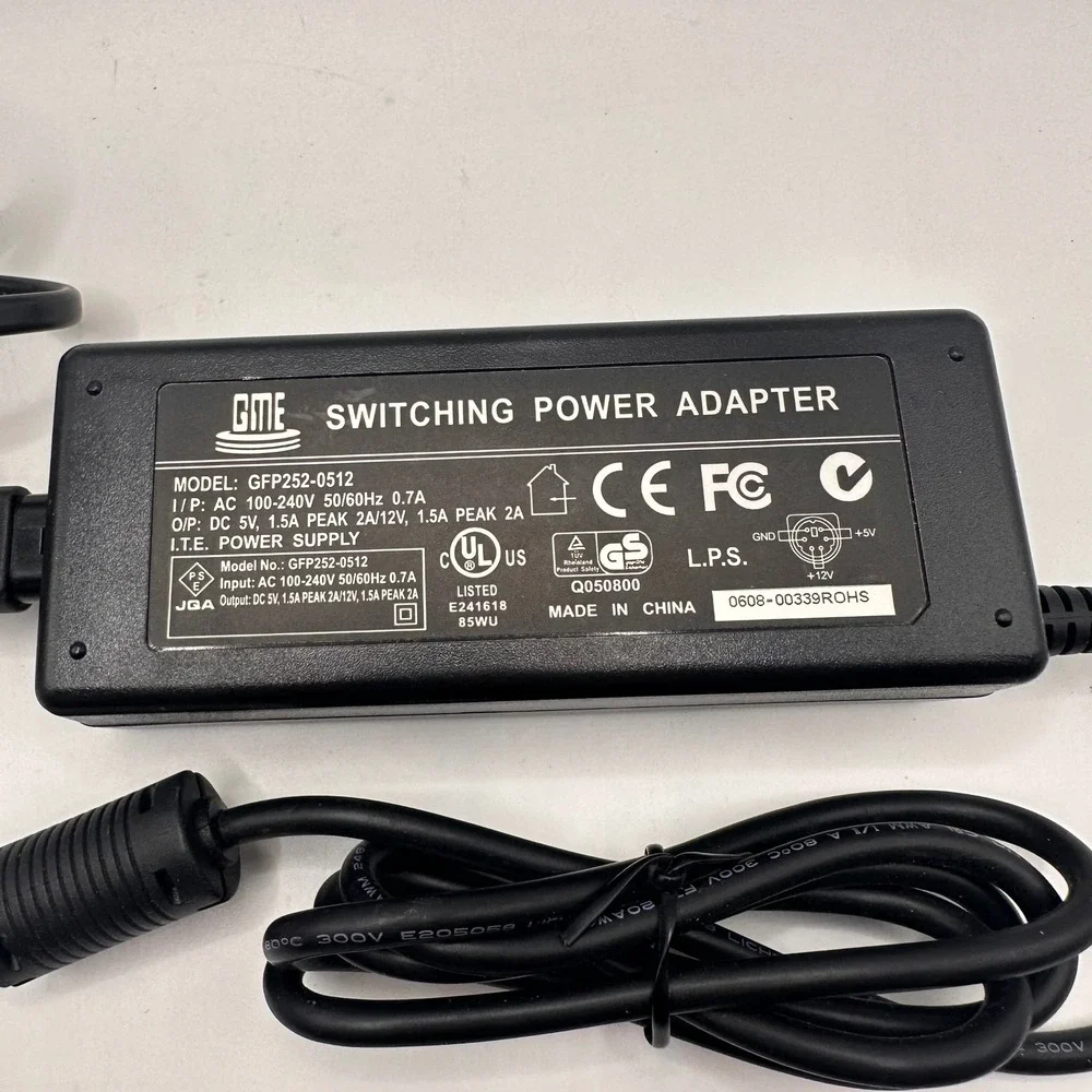 GME GFP252-0512 Switching Power Adapter 5V 12V 1.5A 4-Pin DIN EU Plug AC DC